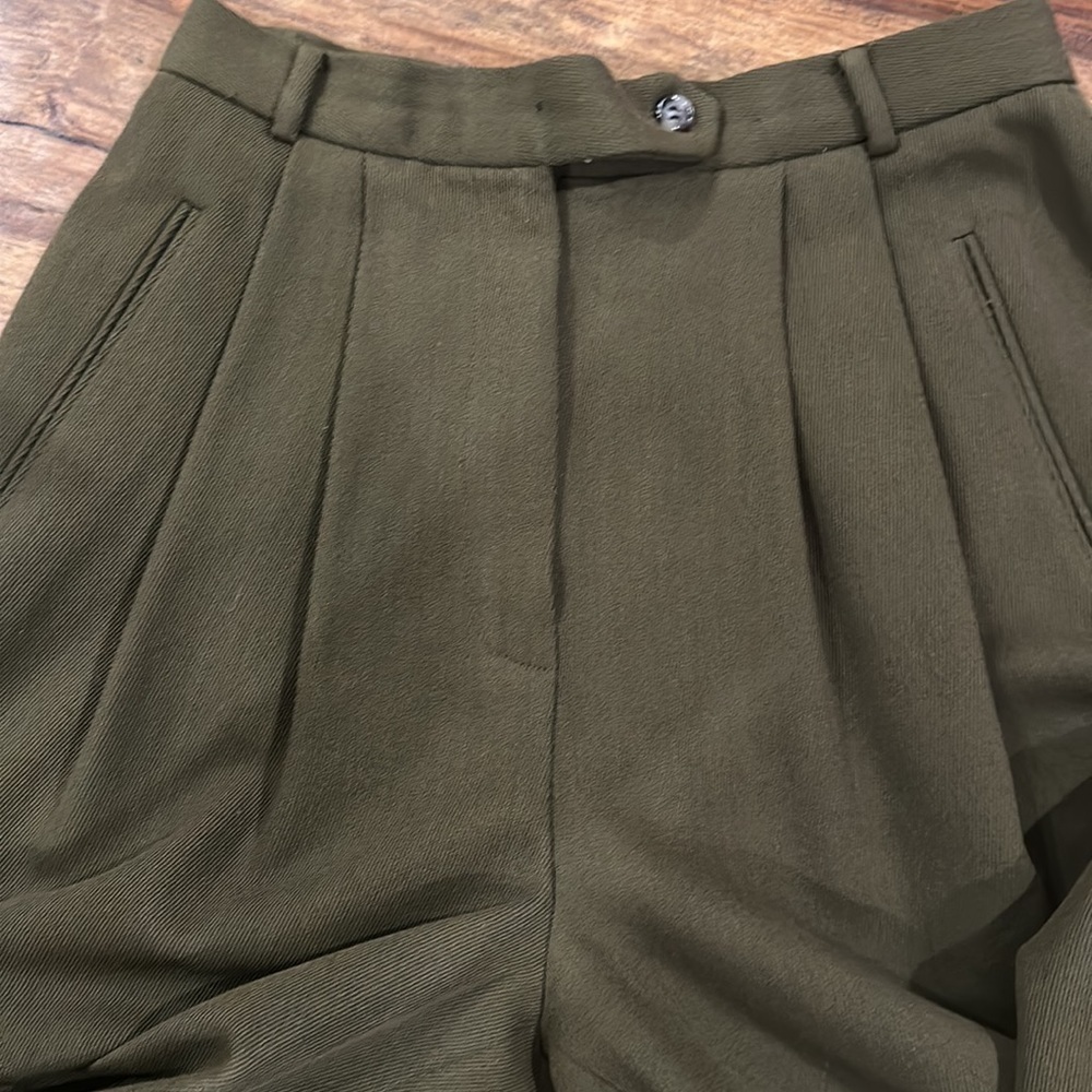 Burberrys Vintage Olive Green Wool Blend Pant Suit 6-10 - Picture 12 of 16